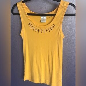 Orange pink lavender studded bling beads tank top scoop neck sleeveless vintage